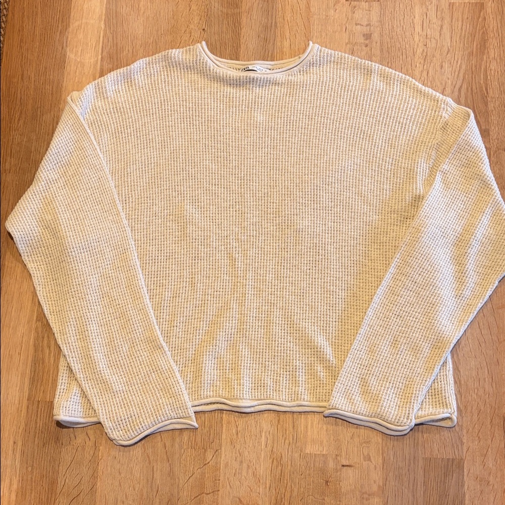 Zara Beige Textured Knit Top